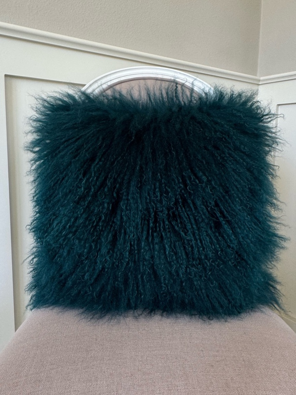 West Elm Dyed Lamb Pillow Teal Size 16 x 16